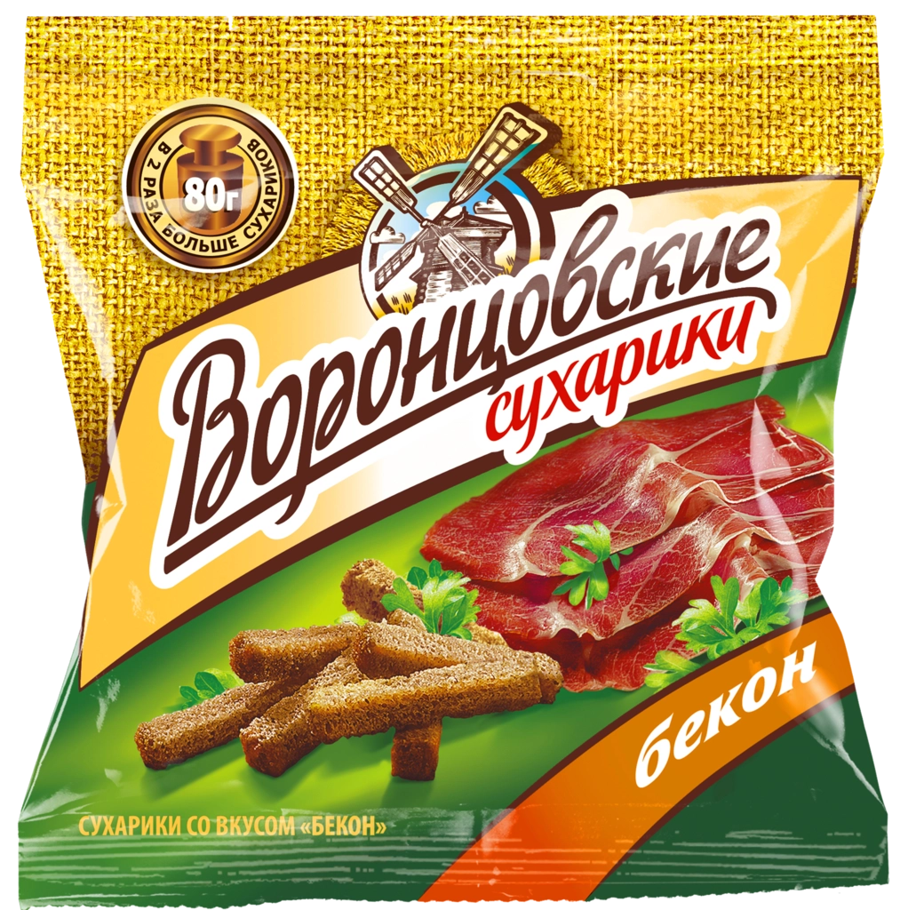 Сухарики ВОРОНЦОВСКИЕ ржано-пшеничные, со вкусом бекона